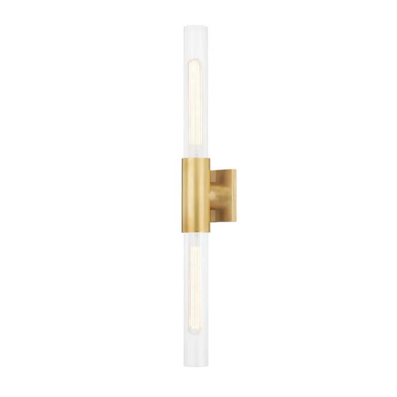 Asher 2-Light Wall Sconce in Aged Brass 4.25W x 27.5H