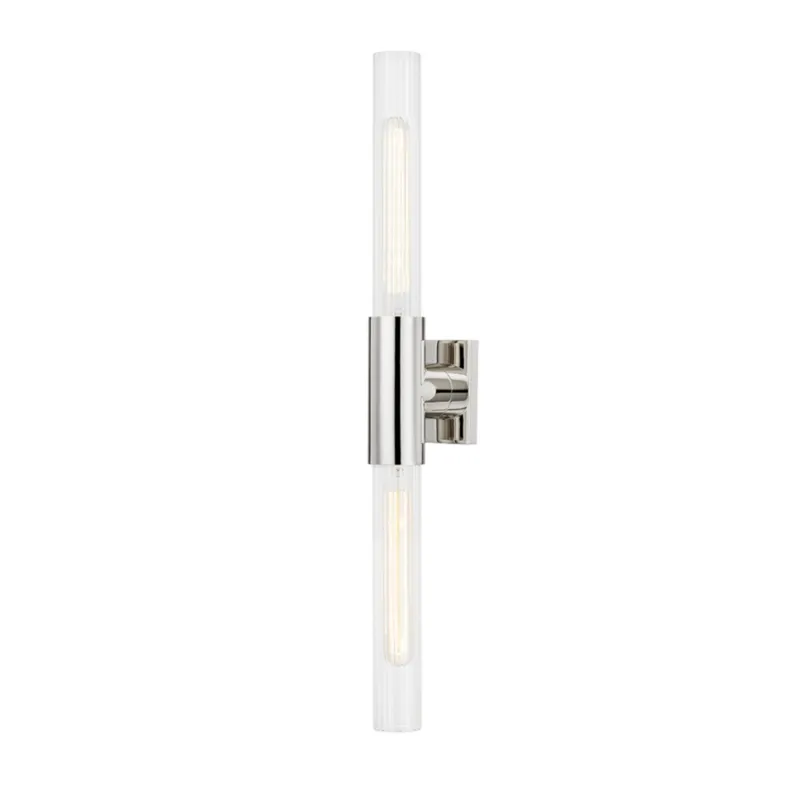 Asher 2-Light Wall Sconce in Polished Nickel 4.25W x 27.5H