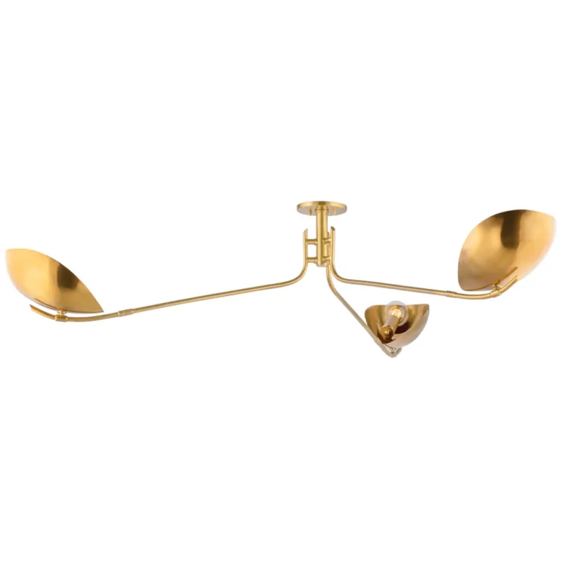 Avondale 3-Light Semi Flush in Aged Brass 62W x 10H