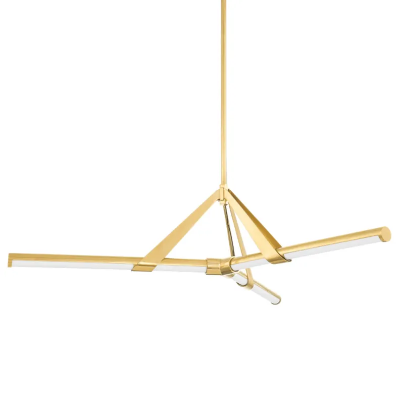 Jonas 3-Light Chandelier in Aged Brass 46W x 10.25H