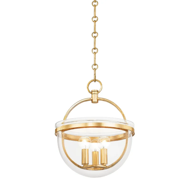 Malloy 3-Light Lantern in Vintage Gold Leaf 11.75W x 14.75H