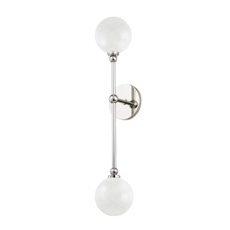 Andrews 2-Light Wall Sconce in Polished Nickel 4.75W x 24H