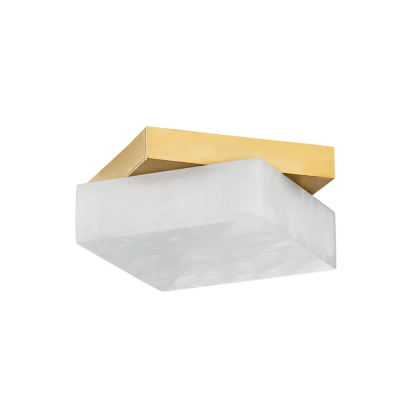Brockton 1-Light Flush Mount in Aged Brass 11.5W x 11.5H
