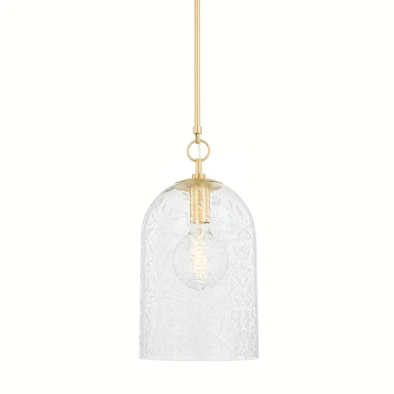 Belleville 1-Light Pendant in Aged Brass 10W x 19.25H