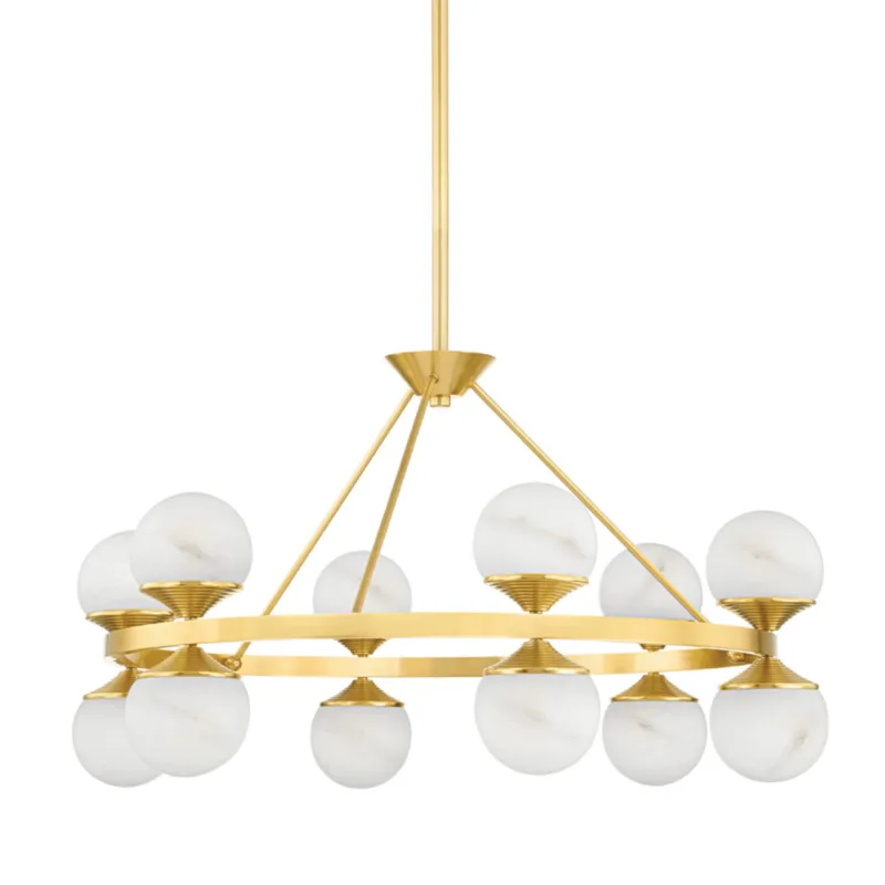 Grafton 12-Light Chandelier in Aged Brass 34W x 18.75H