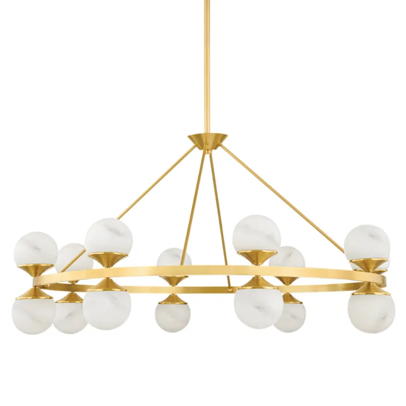Grafton 16-Light Chandelier in Aged Brass 46W x 23.25H