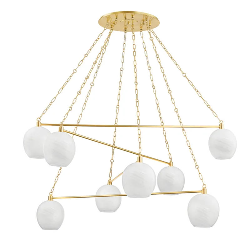 Asbury Park 8-Light Chandelier in Aged Brass 54.5W x 26.25H