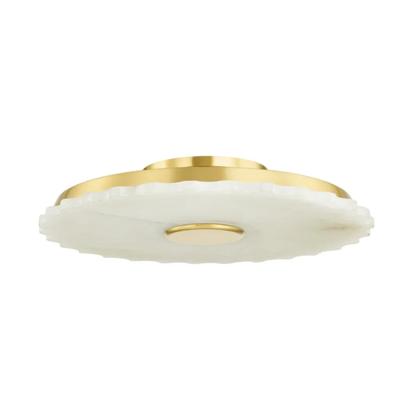 Highland Falls 1-Light Flush Mount in Aged Brass 16W x 3.5H