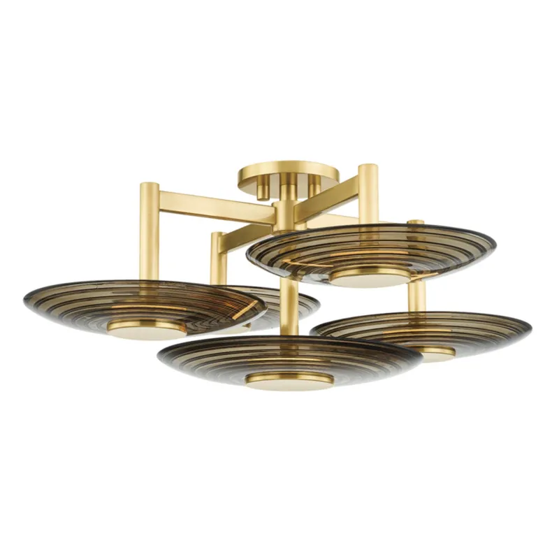 Griston 5-Light Semi Flush in Aged Brass by Pembrooke & Ives 28W x 11H