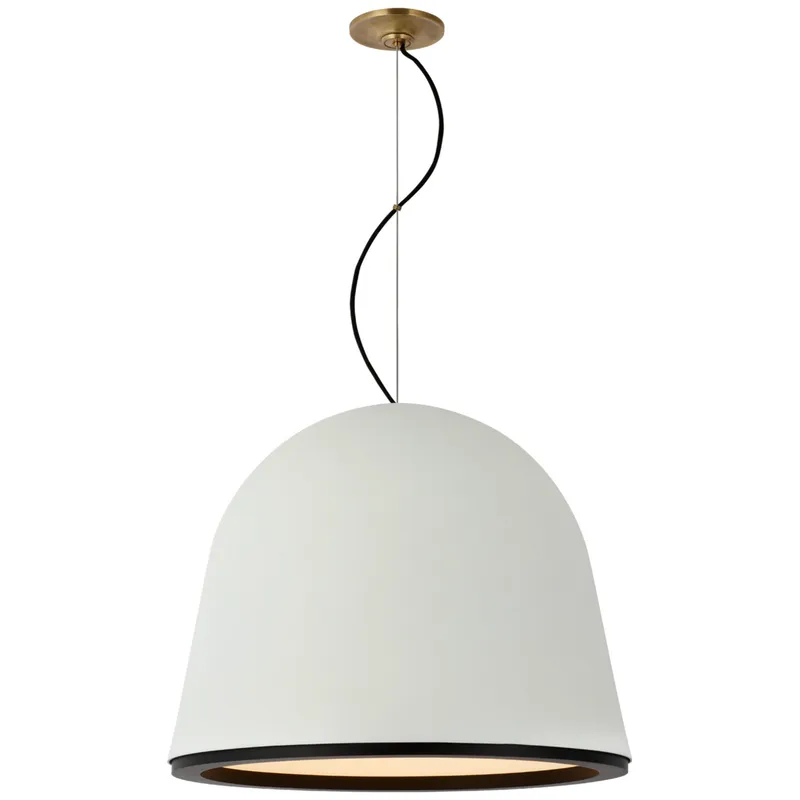 Marie Flanigan Murphy Large Pendant in Plaster White and Matte Black Ceiling Light W24"