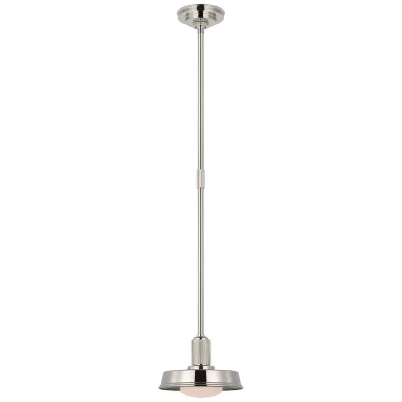 Chapman & Myers Ruhlmann Small 9" Pendant in Polished Nickel with White Glass Ceiling Light W9"