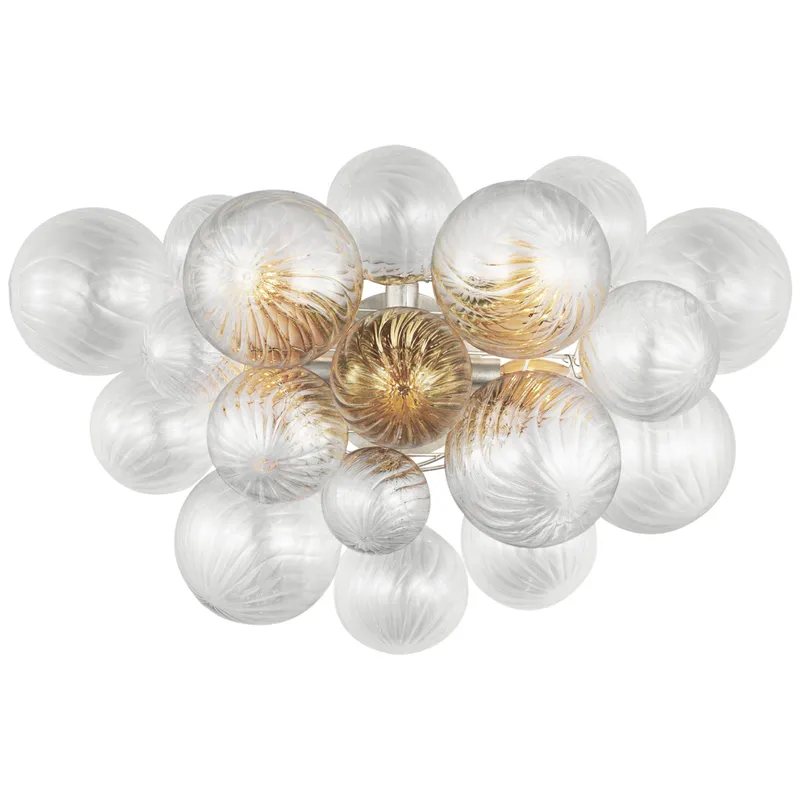 Julie Neill Talia Large Sconce in Burnished Silver Leaf with Clear Swirled Glass Wall Light W26.75" x H17.75"