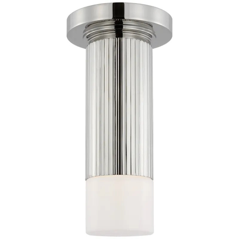Thomas O'Brien Ace Mini Monopoint Flush Mount in Polished Nickel with White Glass Ceiling Light W3.25" x H10.75"