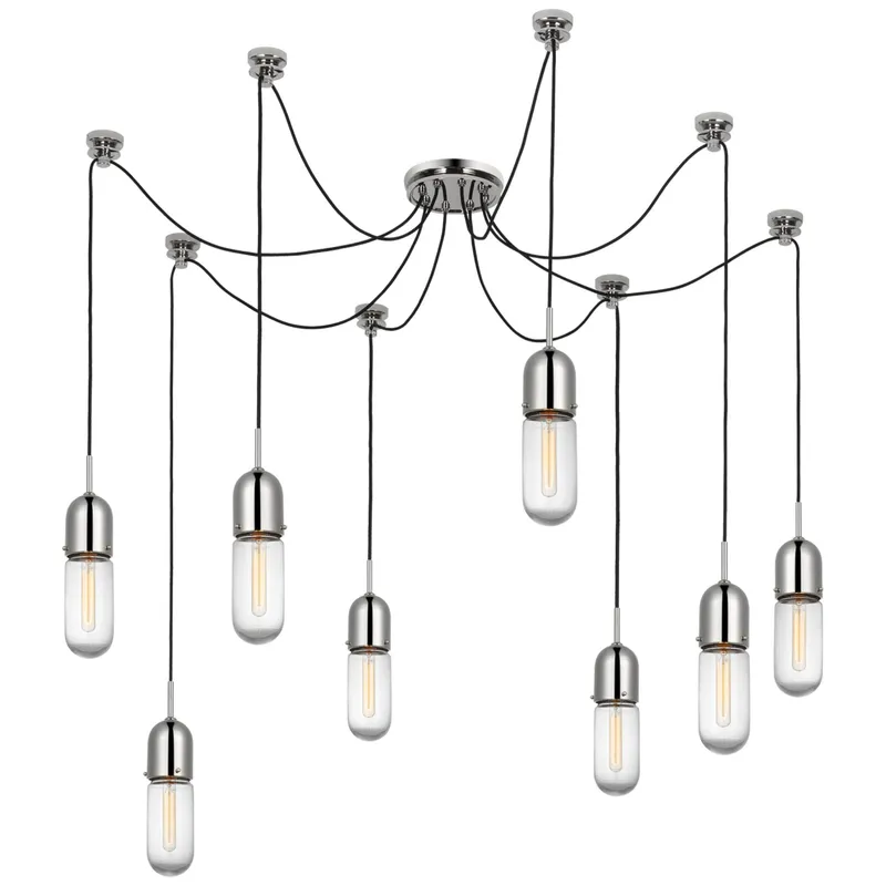 Thomas O'Brien Junio 8-Light Chandelier in Polished Nickel with Clear Glass Ceiling Light W9.5" (Configurable)
