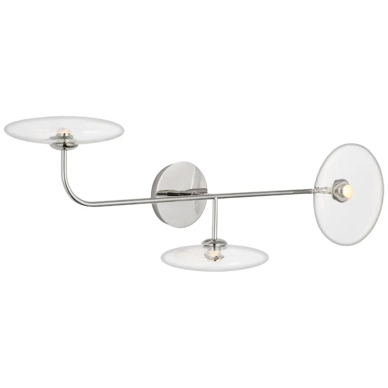 Ian K. Fowler Calvino Large Arched Sconce in Polished Nickel with Clear Glass Wall Light W30" x H10.75"