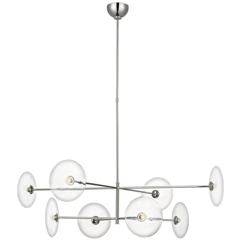 Ian K. Fowler Calvino X-Large Radial Chandelier in Polished Nickel with Clear Glass Ceiling Light W42"