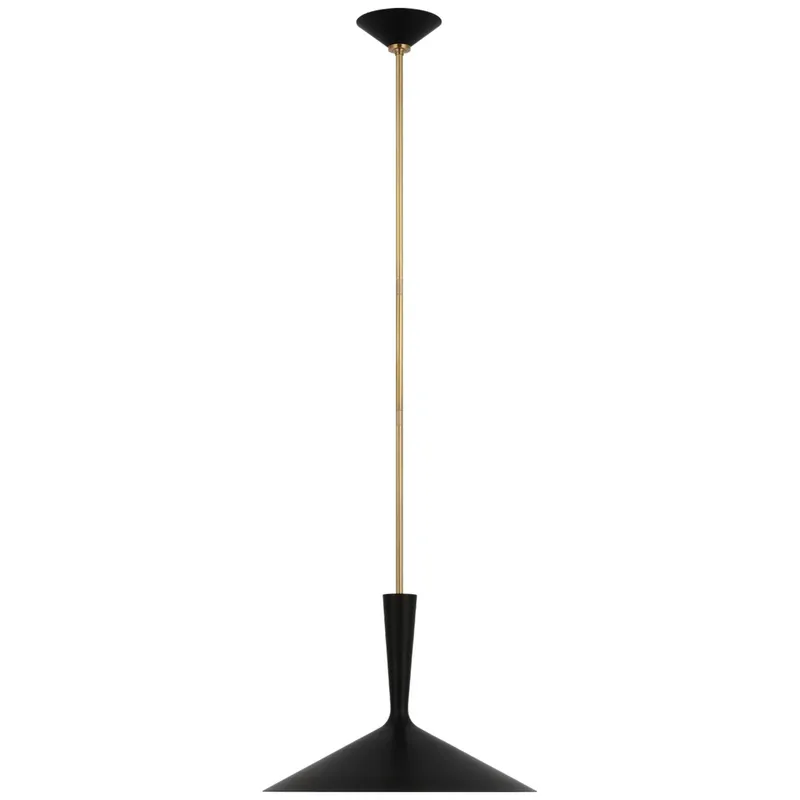 AERIN Rosetta Large Pendant in Matte Black and Hand-Rubbed Antique Brass Ceiling Light W18"