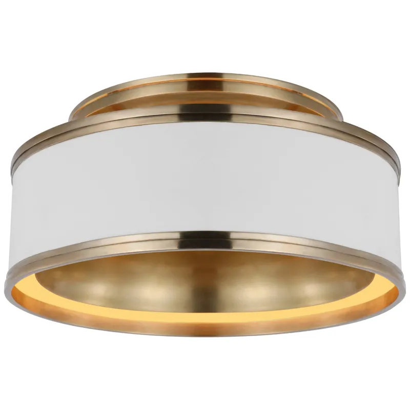 Chapman & Myers Connery 14" Flush Mount in Matte White and Antique-Burnished Brass Ceiling Light W14" x H6.25"