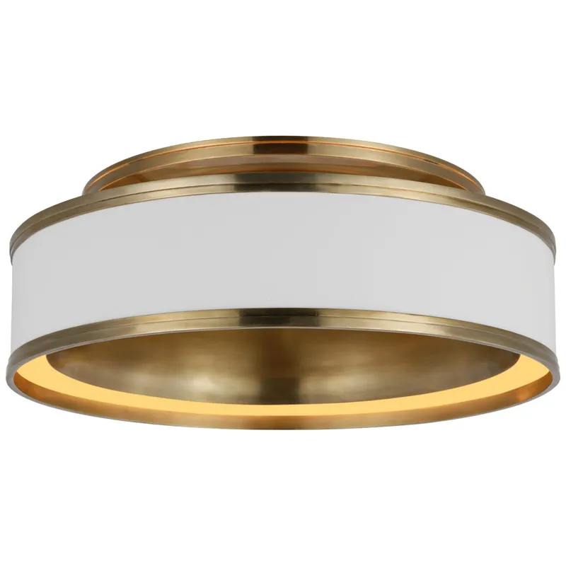 Chapman & Myers Connery 18" Flush Mount in Matte White and Antique-Burnished Brass Ceiling Light W18" x H6.25"