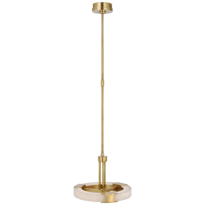 Kelly Wearstler Covet Small Ring Pendant in Antique-Burnished Brass and Alabaster Ceiling Light W13.75"