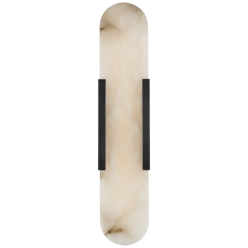 Kelly Wearstler Melange 20" Elongated Sconce in Bronze with Alabaster Wall Light W4.25" x H20"