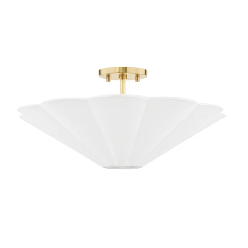 Alana 3-Light Semi Flush in Aged Brass 20W x 9.5H