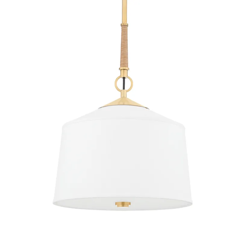 White Plains 1-Light Pendant in Aged Brass 14W x 19.25H