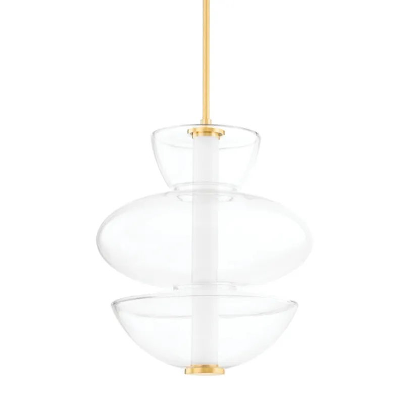Palermo 1-Light Pendant in Aged Brass 19W x 22.5H