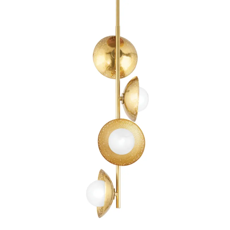 Glimmer 4-Light Pendant in Aged Brass 17.5L x 8W x 33.5H