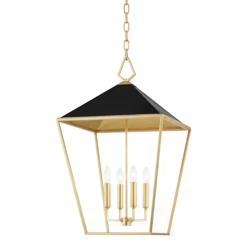 Paxton 4-Light Pendant in Gold Leaf 18L x 18W x 29H