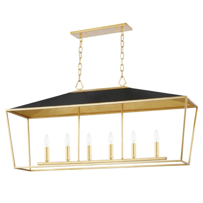 Paxton 6-Light Linear in Gold Leaf 48L x 13W x 23.5H