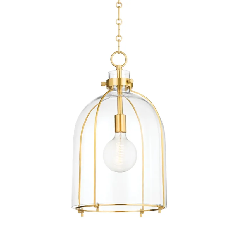 Eldridge 1-Light Pendant in Aged Brass 15.5W x 23.5H