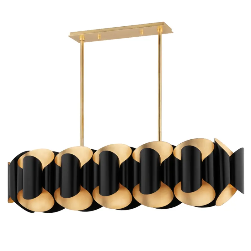 Banks 12-Light Linear in Gold Leaf 46L x 13W x 11.75H (Black)