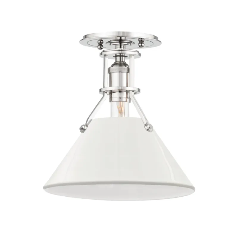 Painted No. 2 1-Light Semi Flush in Polished Nickel by Mark D. Sikes 9.5W x 11H