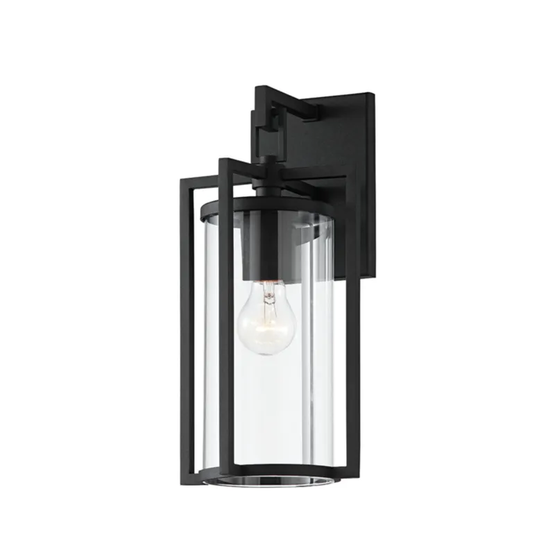 Percy 1-Light Exterior Wall Sconce in Texture Black 7.25W x 14.75H
