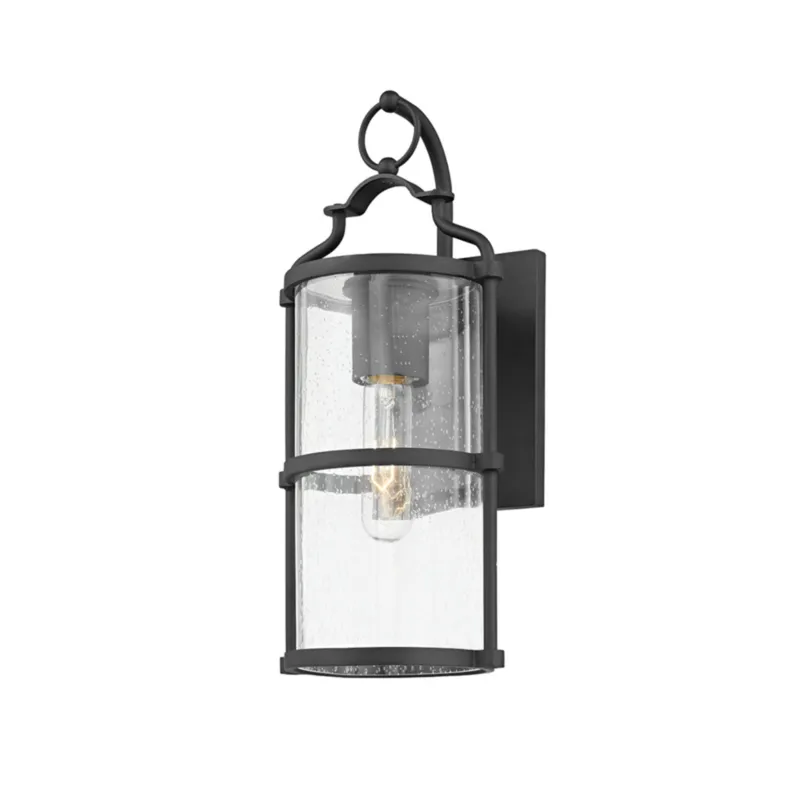 Burbank 1-Light Exterior Wall Sconce in Texture Black 6.25W x 14H