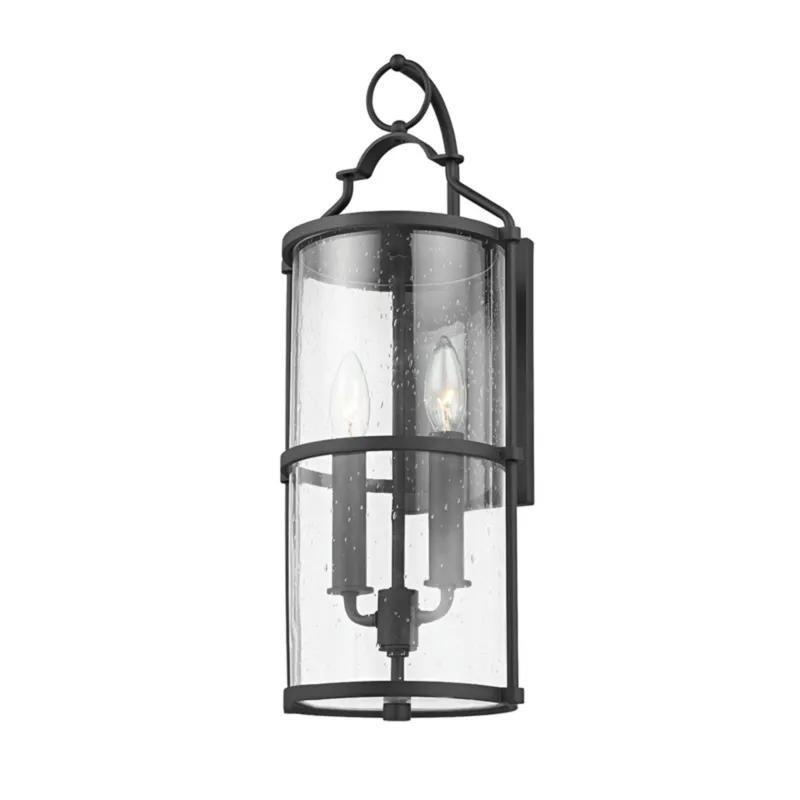 Burbank 2-Light Exterior Wall Sconce in Texture Black 8.25W x 20H