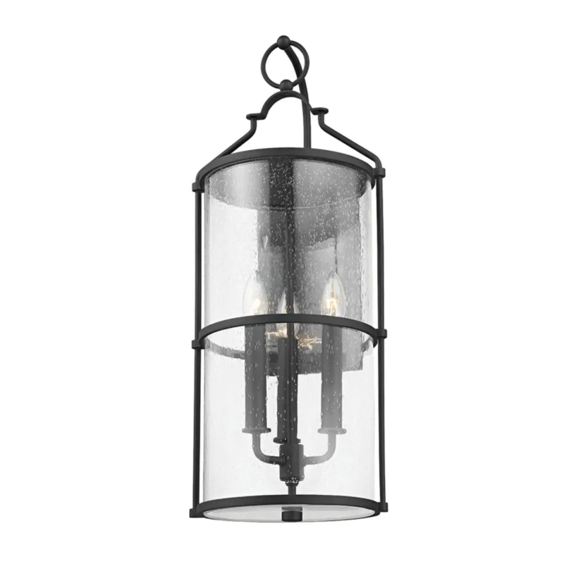 Burbank 3-Light Exterior Wall Sconce in Texture Black 10W x 24.75H