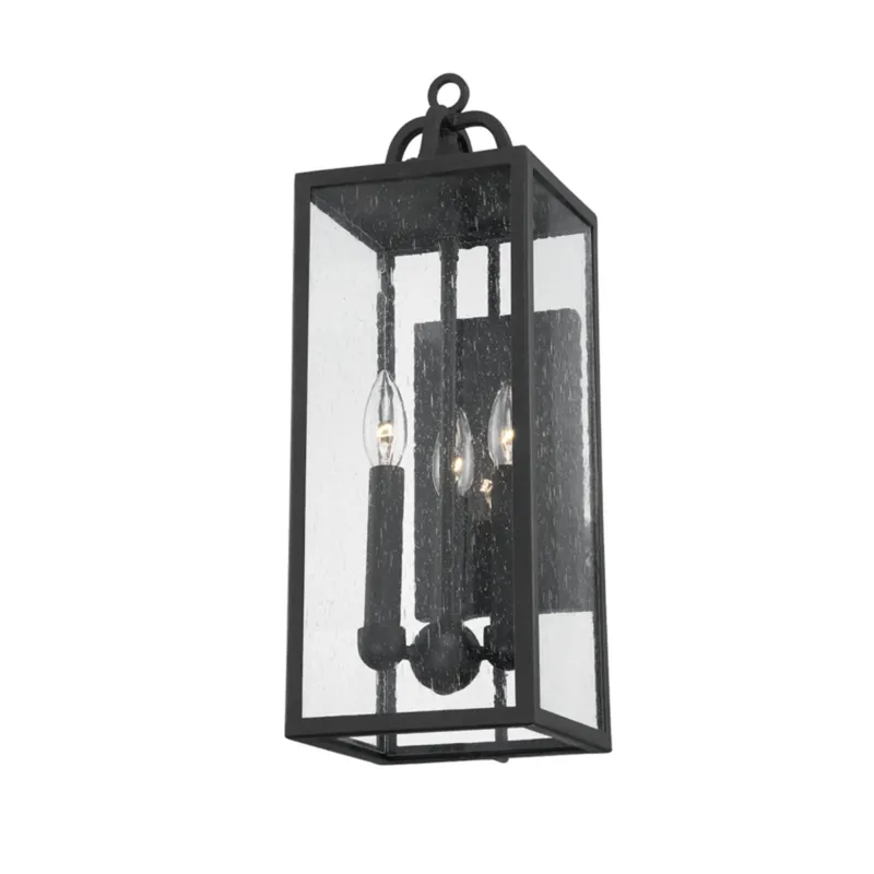 Caiden 3-Light Exterior Wall Sconce in Forged Iron 7W x 21.75H