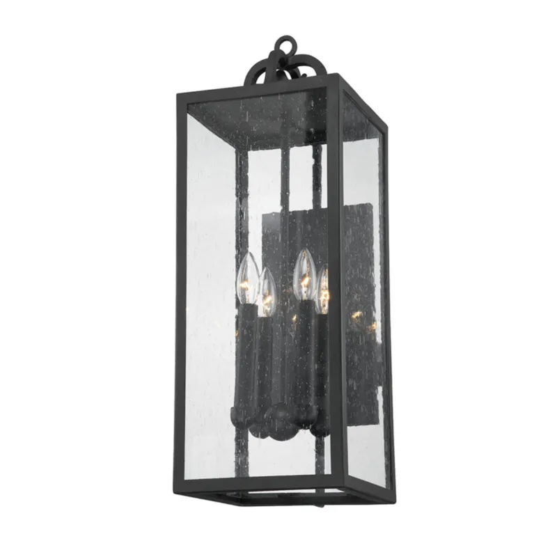Caiden 4-Light Exterior Wall Sconce in Forged Iron 9W x 25.25H
