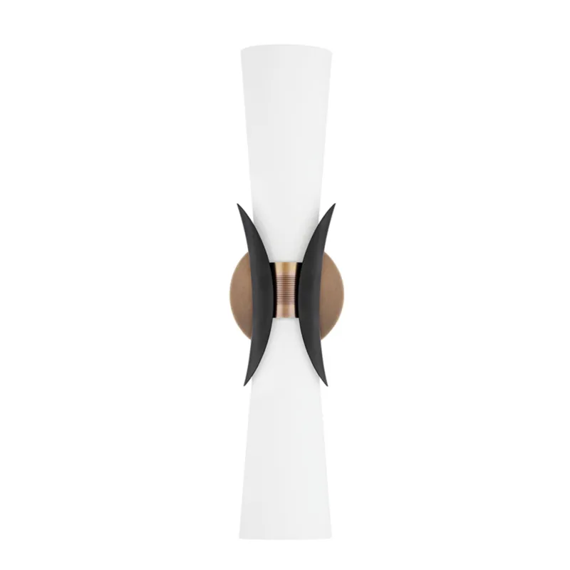 Muncie 2-Light Wall Sconce in Patina Brass 5W x 21H