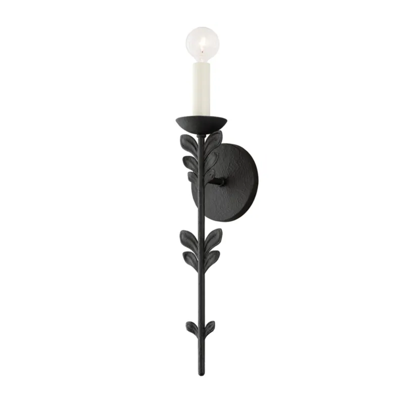 Florian 1-Light Wall Sconce in Black Iron 4.5W x 20H