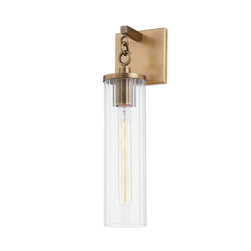 Yucca 1-Light Exterior Wall Sconce in Patina Brass 4.75W x 17.25H