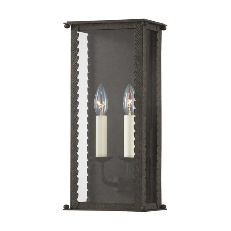 Zuma 2-Light Exterior Wall Sconce in French Iron 7.75W x 16.5H