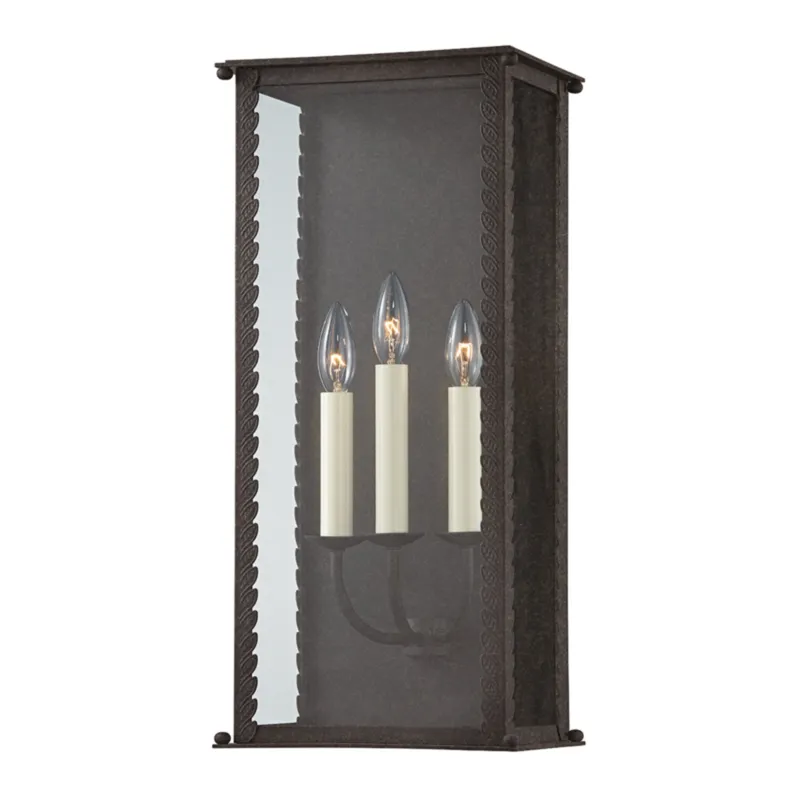 Zuma 3-Light Exterior Wall Sconce in French Iron 9.5W x 21.25H