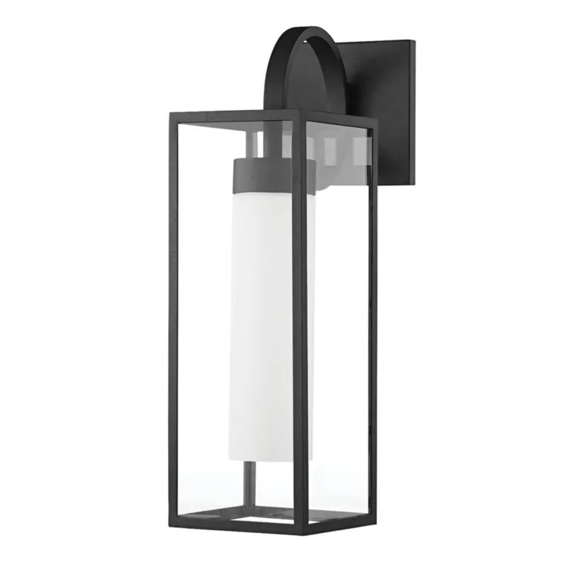 Pax 1-Light Exterior Wall Sconce in Texture Black 7W x 23H