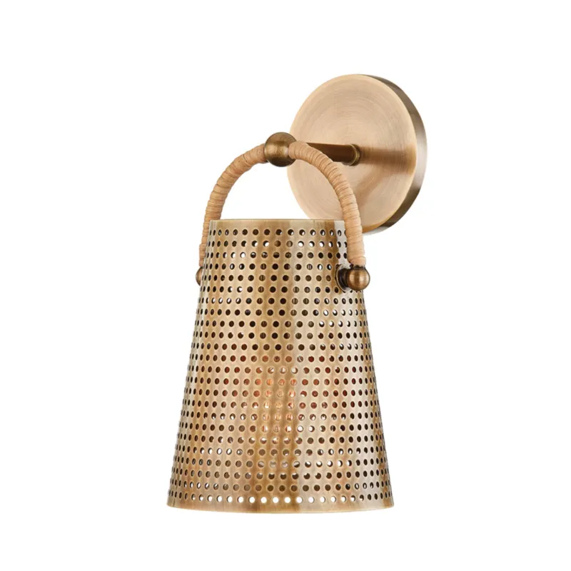 Nile 1-Light Wall Sconce in Patina Brass 6.25W x 12.25H