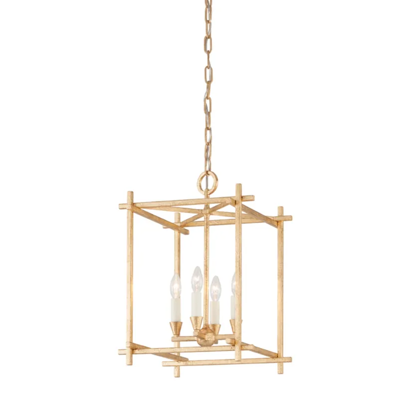 Huck 4-Light Lantern in Vintage Gold Leaf 15W x 21.25H