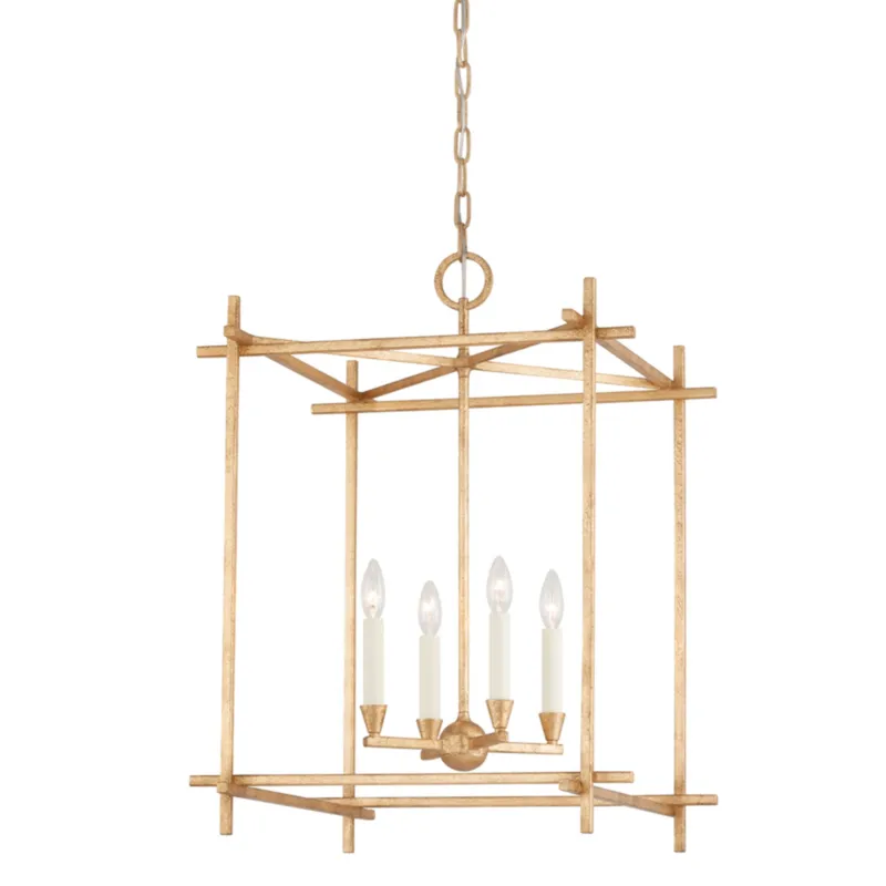 Huck 4-Light Lantern in Vintage Gold Leaf 22W x 29.75H