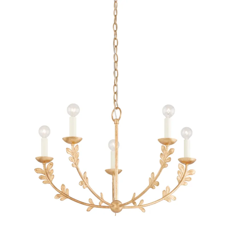 Florian 5-Light Chandelier in Vintage Gold Leaf 28W x 17.25H